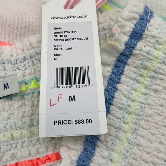 Vineyard Vines Striped Smocked Pull-On Cotton Blend Lined Shorts Medium NWT - Picture 6 of 7